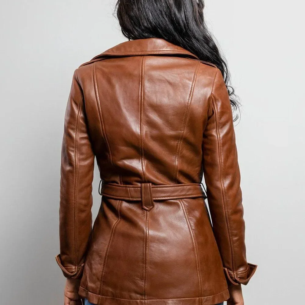 Traci Leather Trench Coat